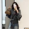 Korean Style V-Neck Batwing Sleeve Tie-Waist Slimming Sweater