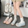 Xiaoxiangfeng slope heel Mary Jane shoes women's spring and autumn versatile one-pedal flat-soled single shoes mesh breathable casual women's shoes