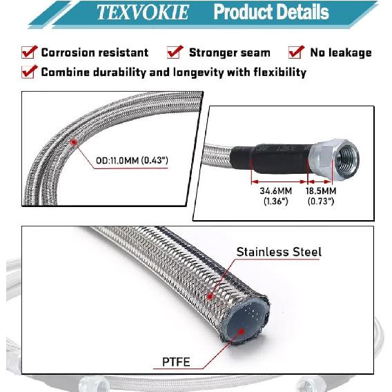 6AN 70" Transmission Fluid Oil Cooler Hose Line Kit&Separator Clamp, Fit for GM Chevy Transmission TH400 4L60E 4L80E TH350 700R4 200-4R TR6060 Ford