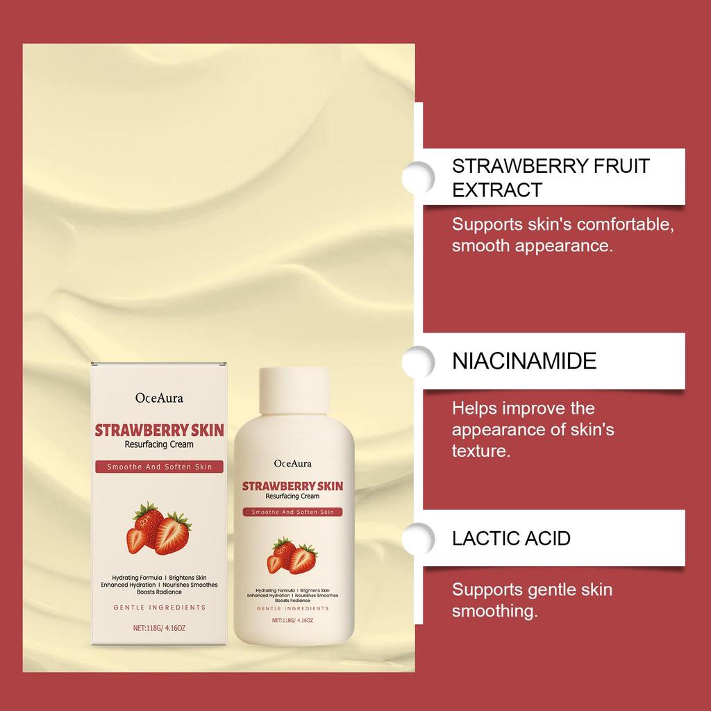 OceAura Strawberry Body Cream Strawberry Fragrance Moisturizes Dry Skin, Softens Roughness, Moisturizes and moisturizes Body Skin Cream 118g