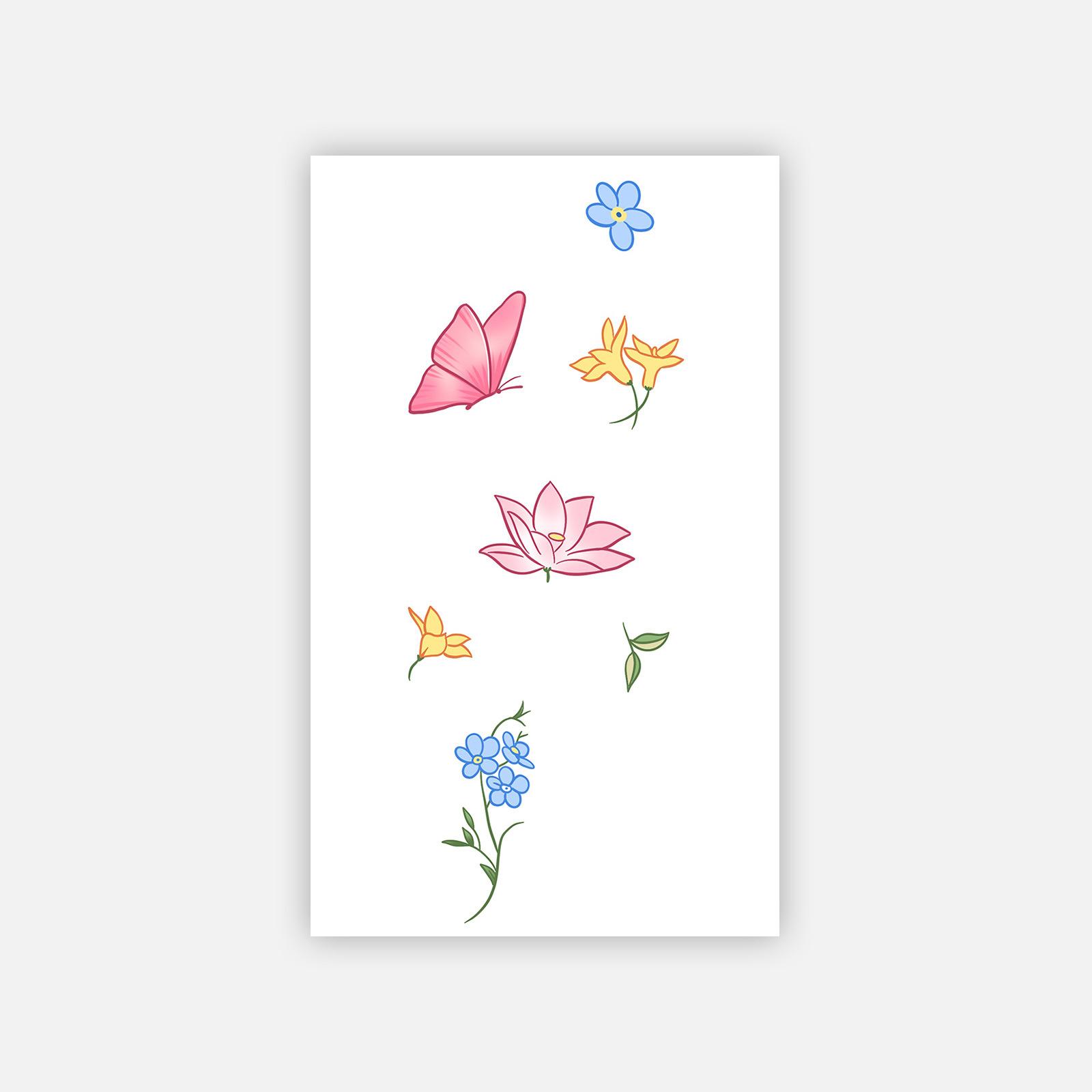 

Small Picture Dopamine Butterfly, Flower Tattoo Sticker, Long-Lasting Waterproof And Non-Reflective High-End Cute Tattoo Sticker 6*10