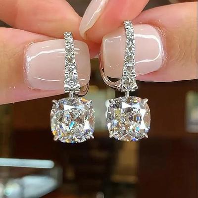 Gorgeous Female Earrings  Silver Needle Shiny Round Cubic Zirconia Ear Accessories Fashion Wedding Bride  Gift
