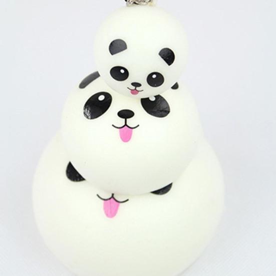 Plush Key Pendant Ultra Soft Anti-fall Adorable Slow Rebound Panda Buns Bag Strap Pendant for Anniversary Gift
