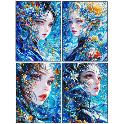 Diamond Painting 5DDIY Cartoon Woman Flower Portrait Mosaic Decoration Jewelry Cross Embroidery Picture Home Decoration Gift
