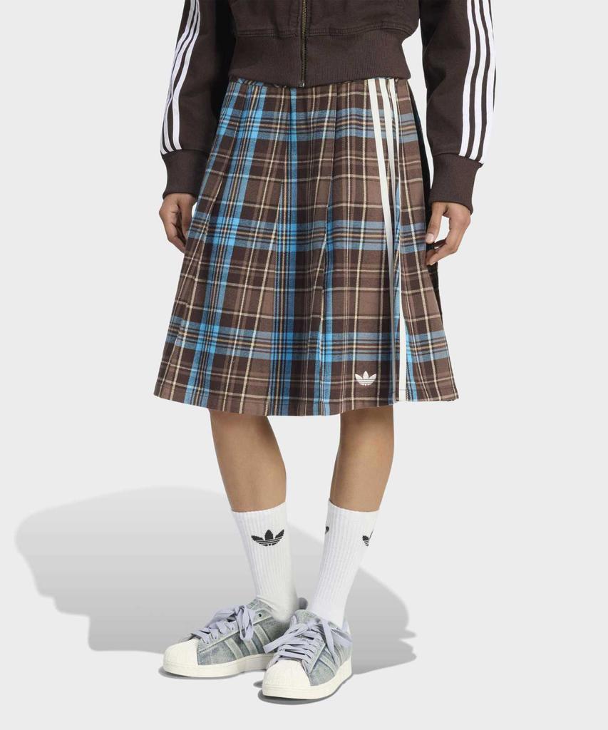 ADIDAS Pleated Check Skirt - Brown:Blue / Kw4529