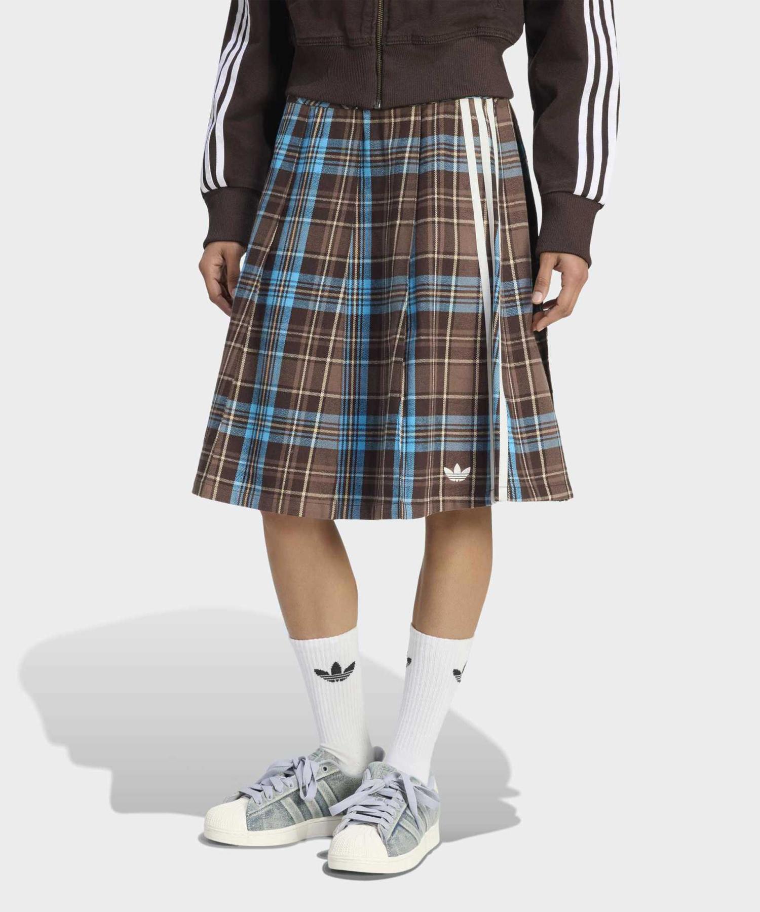 Adidas Pleated Check Skirt - Brown:Blue