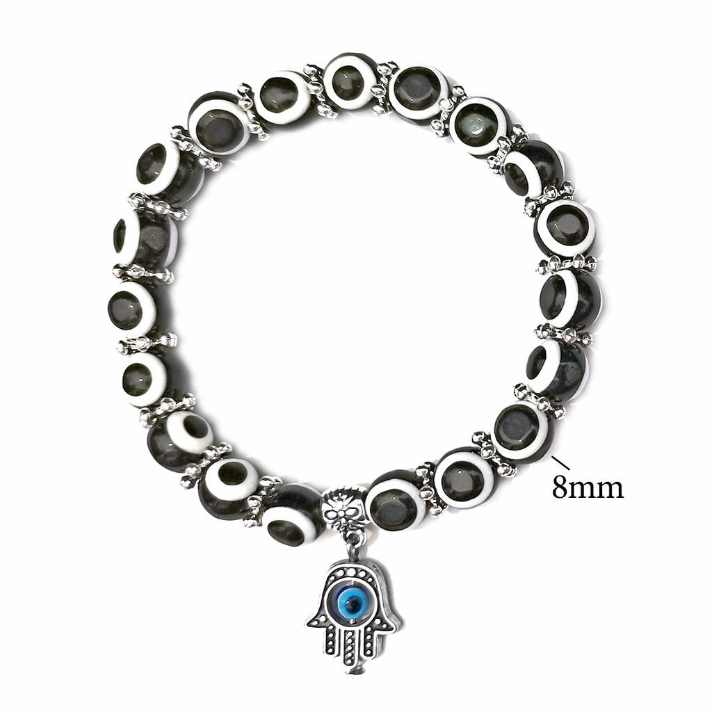 Handmade Beaded Turkish Blue Eye Bracelet Hamsa Talisman Evil Eye Charm