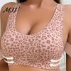 Posture Corrector Bra Women Bra, Leopard Dotted Print Push-Up Seamless No Adjustable Underwire Full Coverage Cross Back Bralette with Front Closure