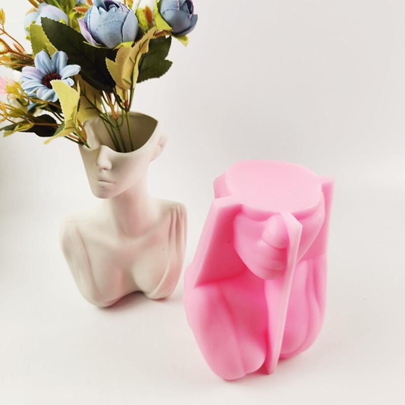 3D Resin Plaster Cement Concrete Flower Pot Mould Creative Abstract Human Body Molds Silicone Mold DIY Casting Mold