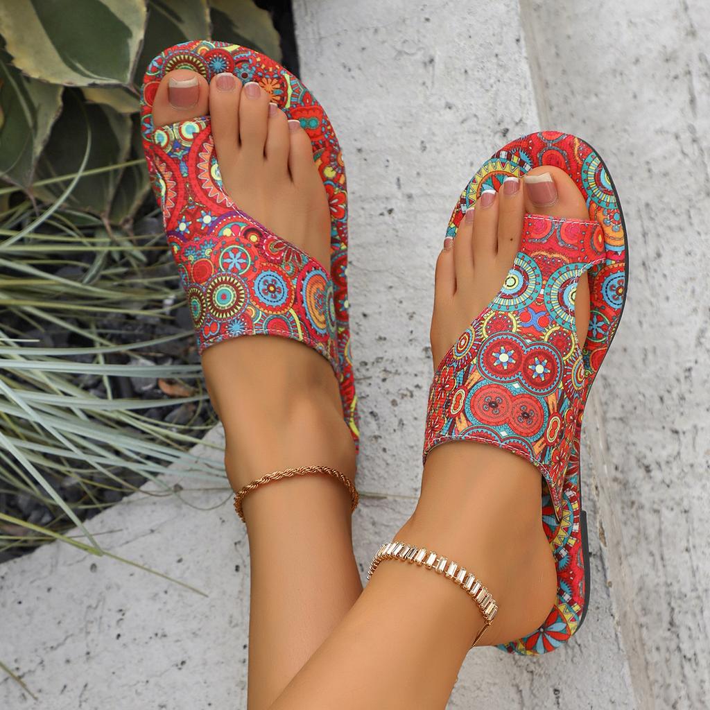 Fashion Women Slippers Bohemian Flower Pattern Sandals Casual Lightweight Shoes Flat Fashion Big Size Slippers Home Slides Woman