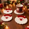 Sottobicchieri a Maglia di Babbo Natale 4 Pezzi Set di Sottotazza Resistenti al Calore Utilizzo per Stoviglie Stagionali Festive Decorazione Natalizia
