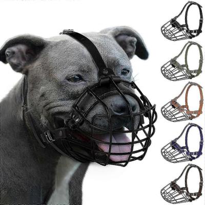 Breathable Metal Basket Muzzle for Large Breed Dogs - Pitbull, Amstaff & Staffordshire Terrier Less