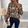 Round Neck 3D Printed Plant Flower Pattern Top Fashionable Casual Long Sleeved Women's Sweatshirts