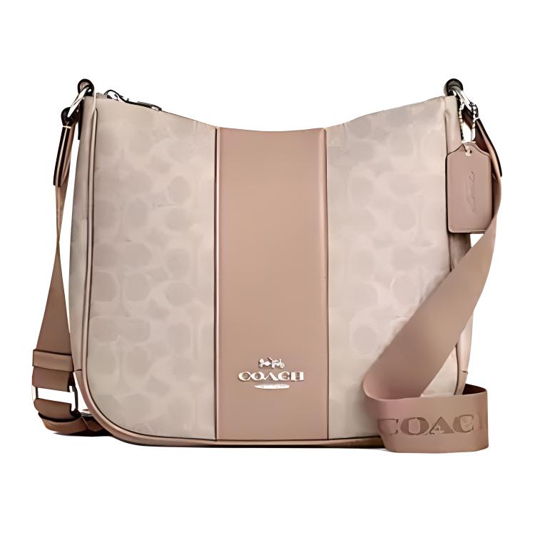 Coach Ellie 26 Signature Logo Coated Canvas And Leather Shoulder Bag Women Shoulder Bag Blush CZ183-SVPWH Basic Set (Bag+Dust Bag)
