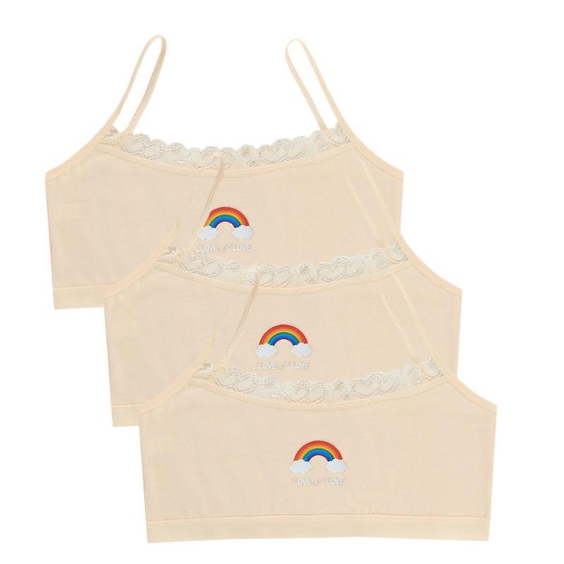 3 st Små tränings-BH:ar för tonårstjejer, söta barn, regnbågstryckt sportväst-BH, studenter, barn, bysthållare, underkläder, tubtoppar