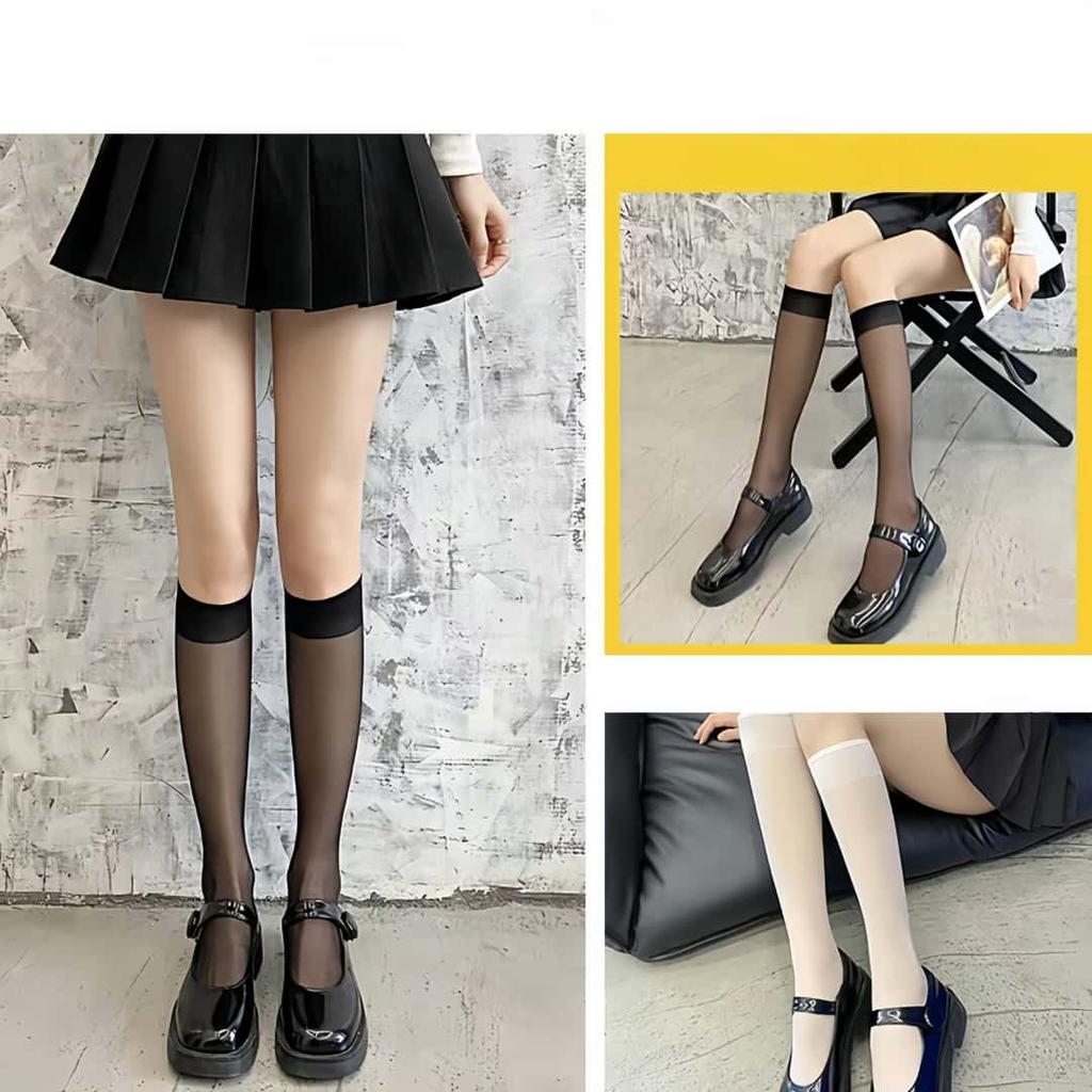 3pairs SET NEW Fashion Women's Ultra Thin Transparent Mid-Calf Glass Silk Socks Sheer Stockings for Women JK Lolita Gothic Girls