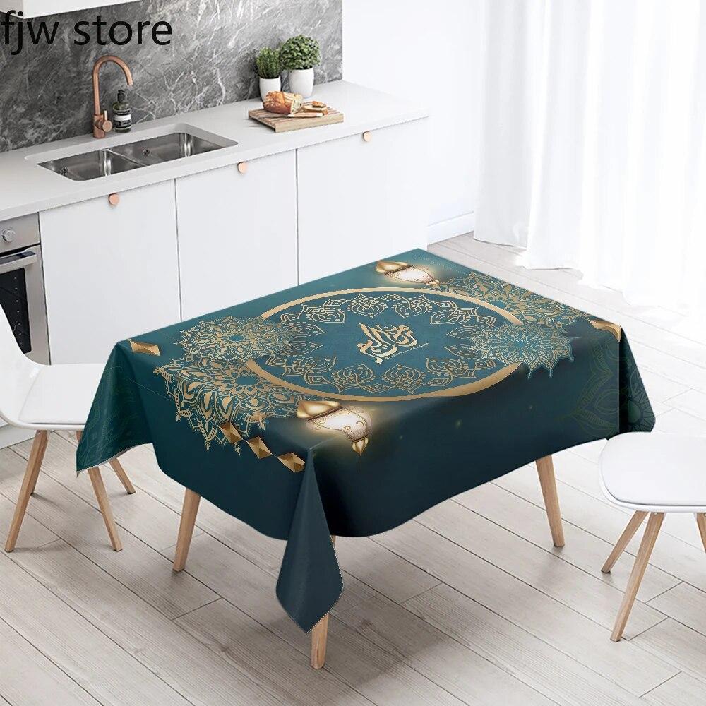 Ramadan Home Decoration Obrus Islamski Muzułmański Meczet Ramadan Kareem Dekoracyjny Obrus Wodoodporny i Odporny na Plamy