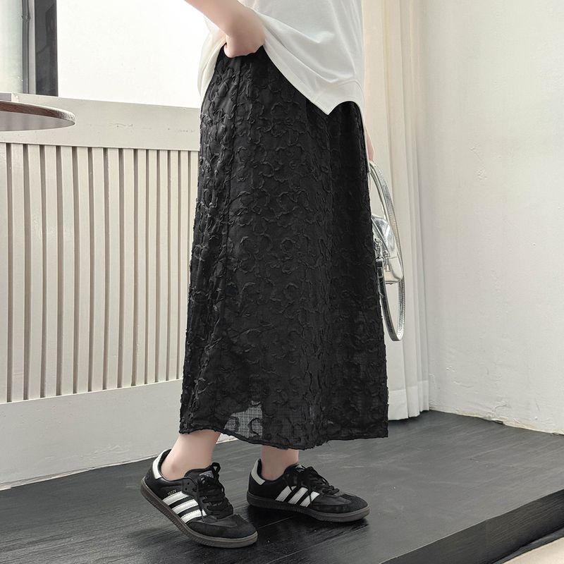 

Женская одежда больших размеров [Юбка в стиле французской атмосферы] Летняя повседневная юбка для полных девушек с жаккардовой текстурой, скрывающая полные ноги