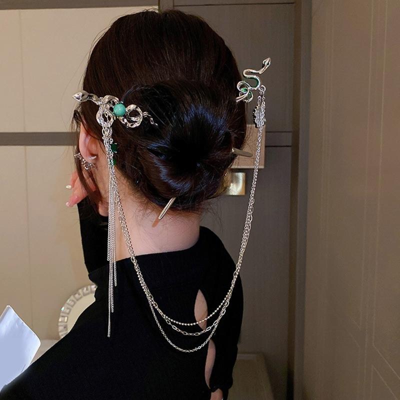 Zarte schlangenförmige Haarnadel im chinesischen Stil, Haarstab, Legierung, Haarnadel, Stäbchen, Chignon-Nadeln für Haar-Styling-Zubehör
