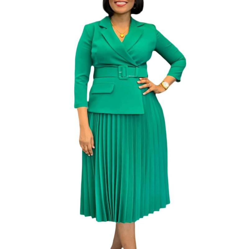 Women's clothing autumn and winter women's suit collar temperament pleated skirt dress