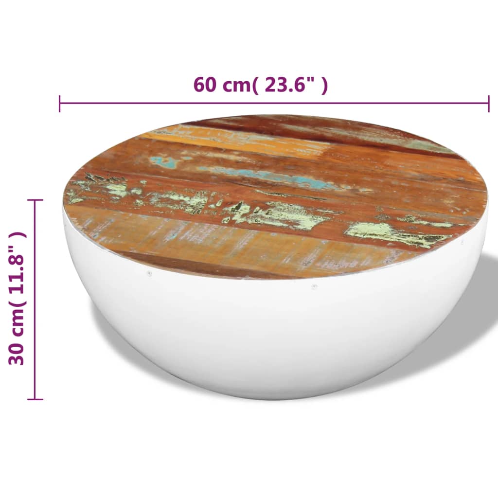 Bowl Shaped Coffee Table Solid Reclaimed Wood 60x60x30 Cm