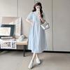 2026 Summer Collection: Sweet Bow Embroidered Loose Cotton Maternity Dress, Short-Sleeved