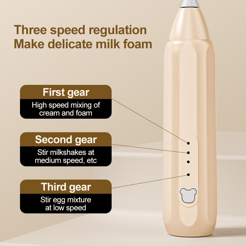 MINI Coffee Frother USB Rechargeable 3 Speeds Foam Maker Coffee Milk Mixer Electric Handle Blender Egg Beater Hot Cooking Tools