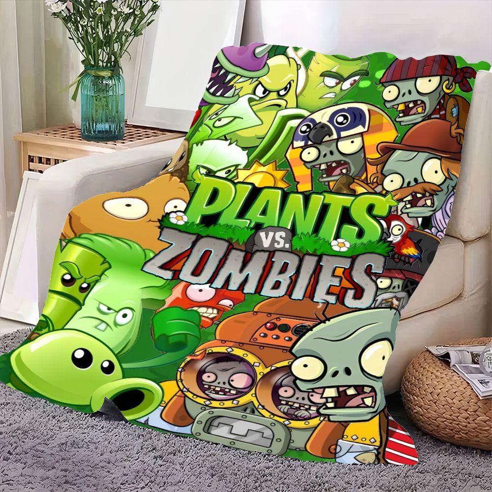 Vibrant Plants vs. Zombies Plush Blanket - Colorful Cartoon Print Fleece Throw, Soft and Cozy for Kids, Perfect for Gaming Rooms