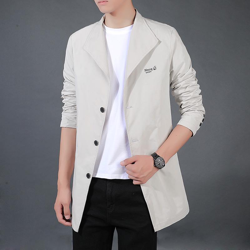Men's Mid-Length High-End Trench Coat - Trendy Casual & Business Attire for Spring and Autumn