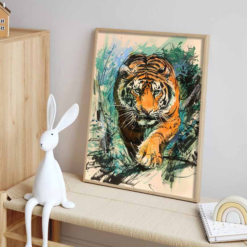 New Arrival 5D DIY Full Circle Diamond Painting "Tiger" Embroidery Cross Stitch Home Decor Gift