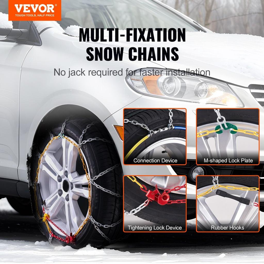 Snow Chains Manganese Alloy Steel 2PCS Traction Snow Tires Chains Silver