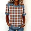 Women's Fashion Collar Cowboy Splicing Sweatshirt Casual Printed Hoodie Short Sleeve Shirt Top