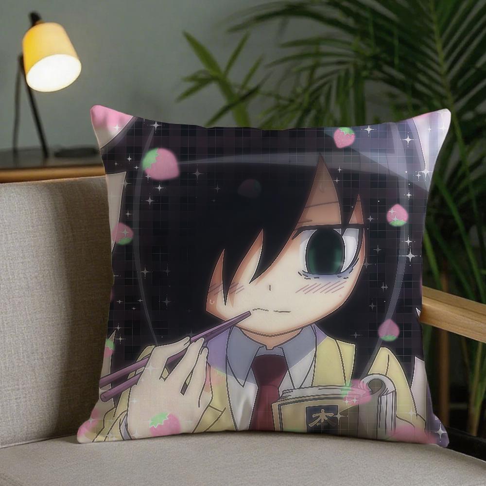 Anime Kuroki Tomoko Cute Pillow Case Square DoubleSided Printing Sofa Cushion Cover Pillowcase Bedroom Bedside