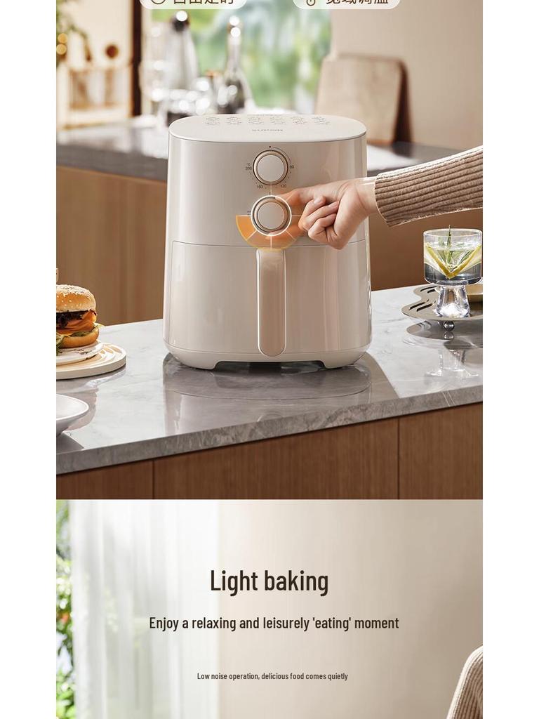 Supor 4.2L Air Fryer with Steam Tender Technology, Dual Knob Control, and 12 Preset Menus - Model KJ42D610.