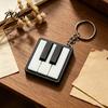 Commuter Stress Toy 2Pcs Keychain Pendant, 3D Printed Mini Piano Keys Relief Toy, Smooth Buttons Musical Key Chain with Metal Ring, Black White Design