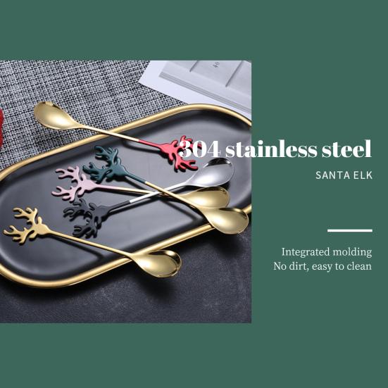 Deer Head Shape Stirring Spoon Multifunction Safe 304 Stainless Steel Spoon