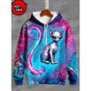 Felpa con Cappuccio Stampa 3D Alieno UFO Moda Donna Felpe Gatto Felpa Casual Cappotto Harajuku Abbigliamento Unisex Uomo Felpa con Cappuccio