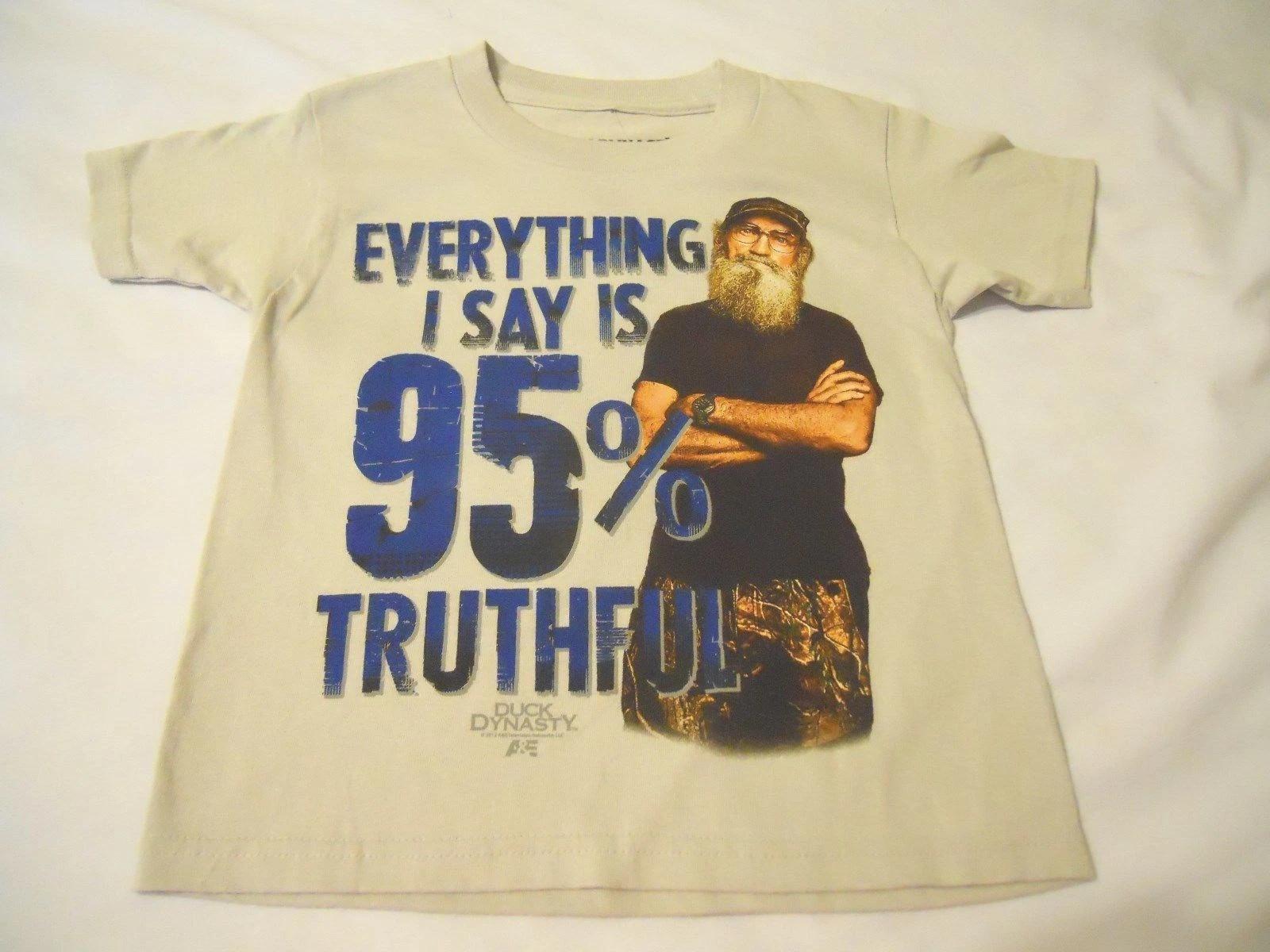 Boys Tee Shirt Sz XS 4/5 Duck Dynasty Ice Gray Everything I Say is 100% Truthful 160