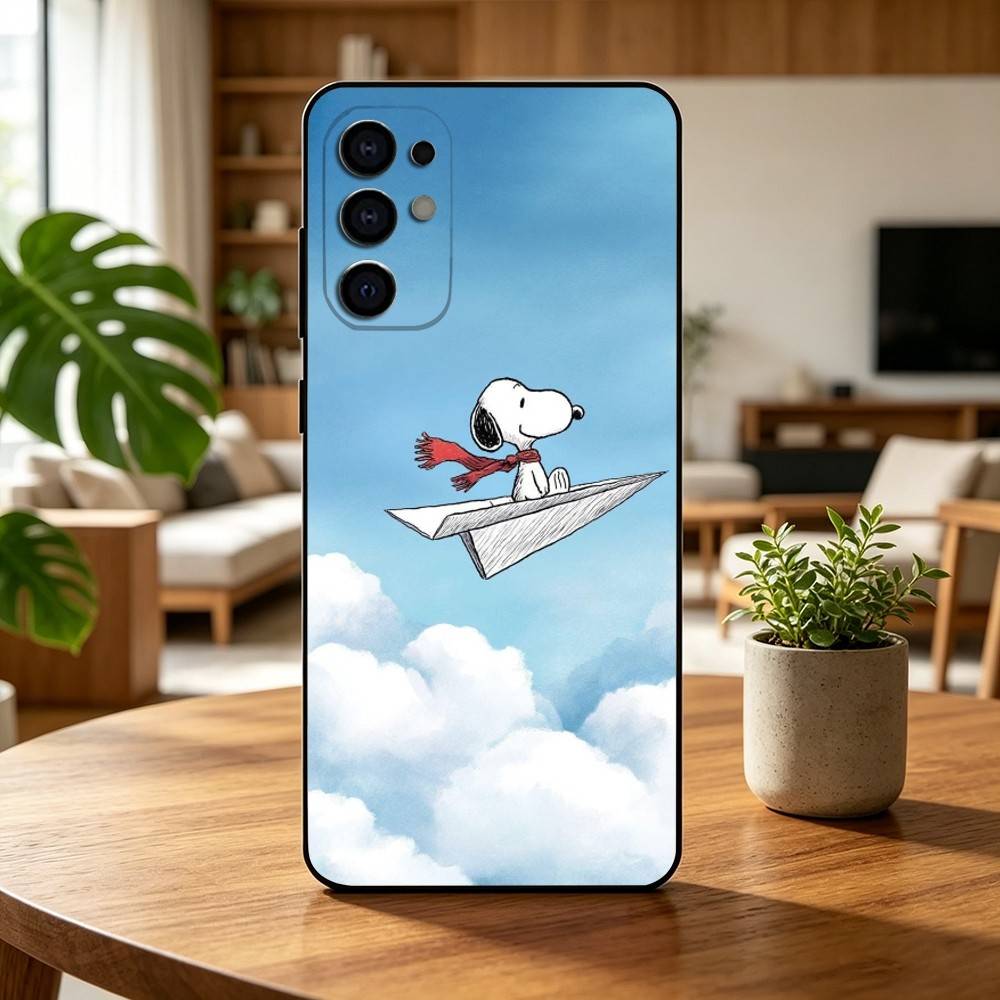 Cartoon T-S-noopy-PC Phone Case Black Silicone Soft For Samsung S25,S24,S21,S22,S23,S30,Ultra,S20,Plus,Fe,Lite