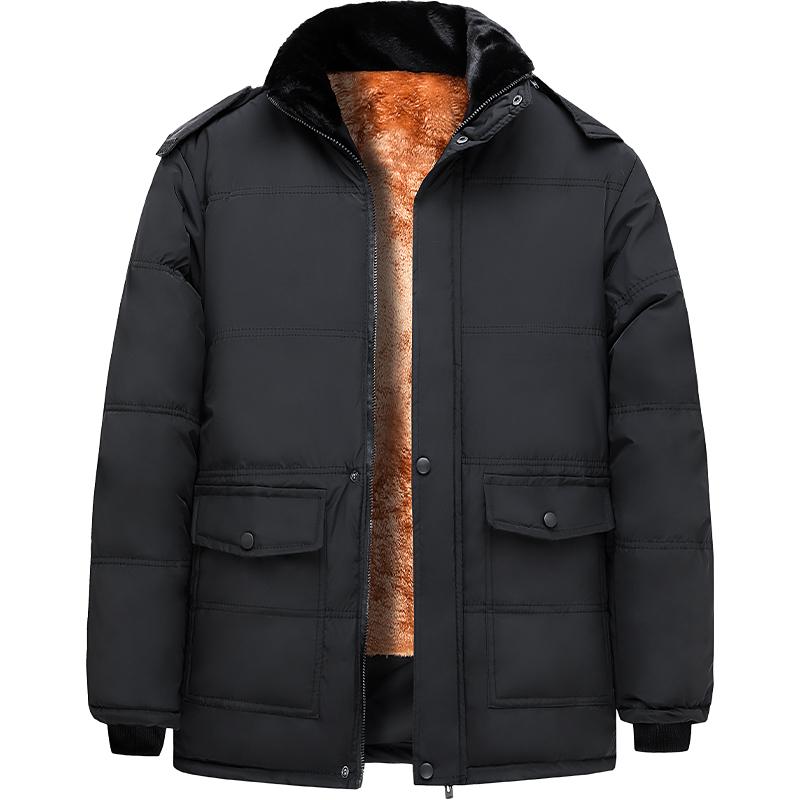 

Winter Clothing with Plush and Thickened Cotton Jacket for Middle-aged and Elderly Men, Men s Outerwear, Cotton Jacket XL чорний