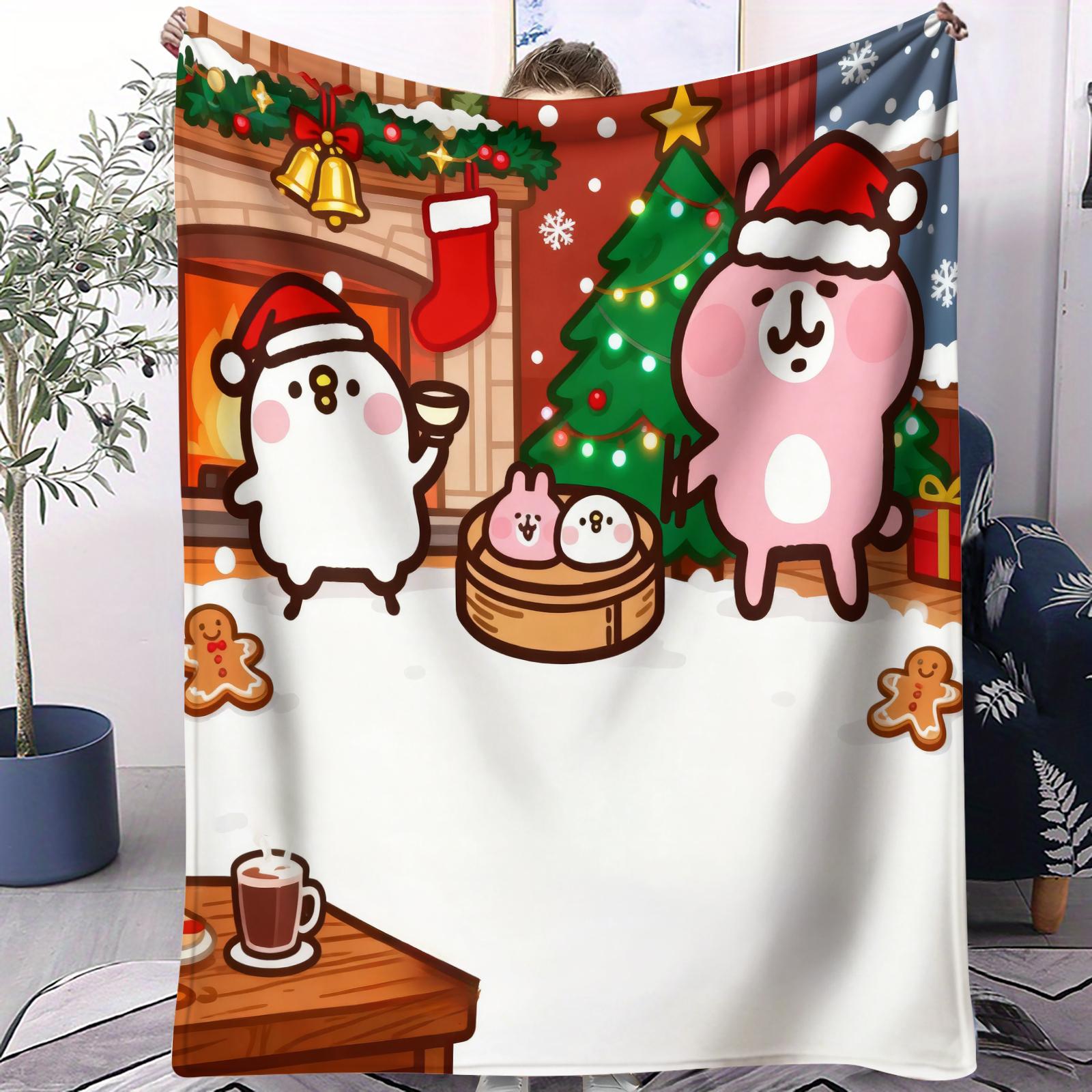 Kanahei Cartoon Warmth Flannel Blanket Cover Soft Multifunctional Decorative Blanket Universal Blankets Cute Christmas Gifts 30x40in