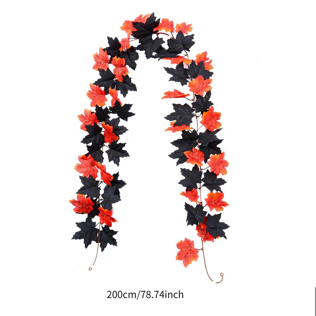 2M Halloween Künstliches Ahornblatt Herbst Landschaftsdeko Grüne Pflanzen Ahornblatt Simulation Wandbehang Weihnachtsranke