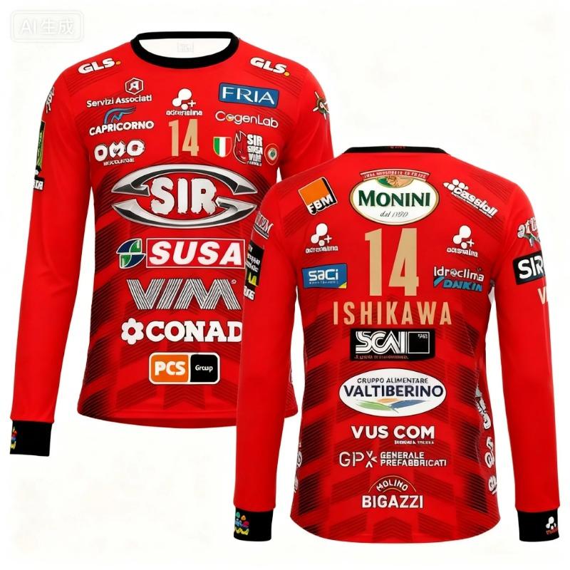 Syl Safety Perugia 2025 No.14 Volleyball Shirt - Essential Outdoor Breathable Large Long Sleeve T-shirt for Autumn Beach