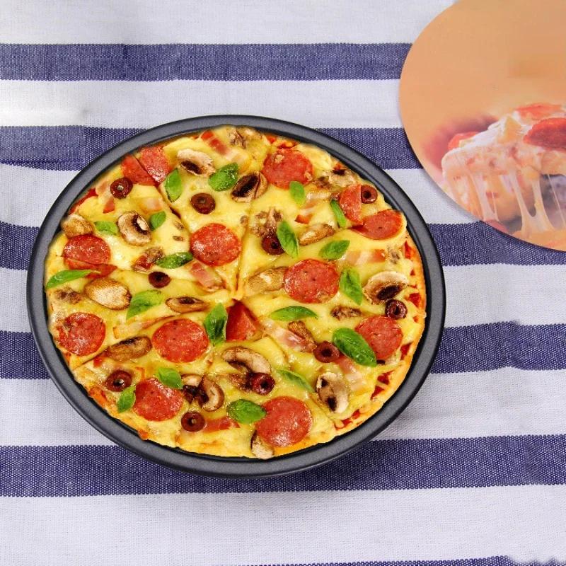 Pizza Mould Pan Carbon Steel 6/7/8/9/10 Inch Baking Tray Heat-resistant Round Non-stick Plates Baking Mold Bakeware Kitchen Tool