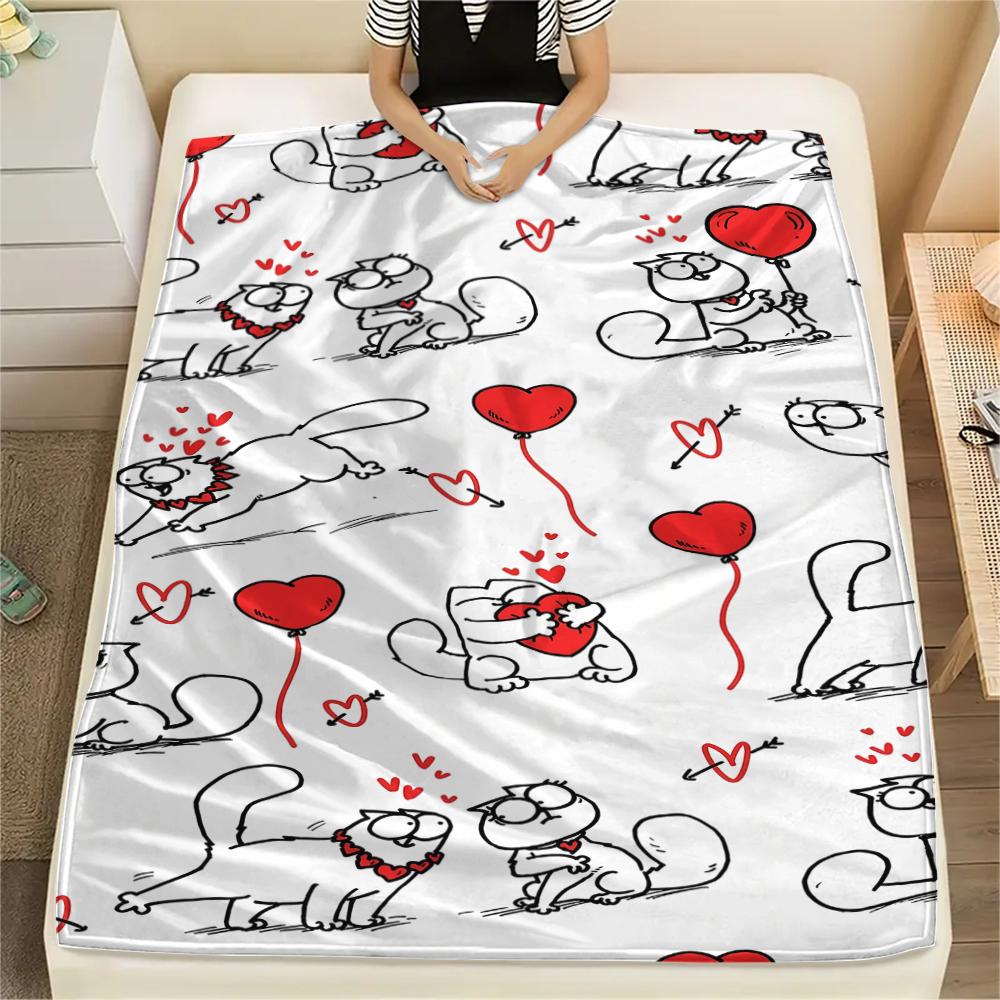 1pz Coperta in Flanella con Stampa del Gatto Simon, Alta Qualità per Tutte le Stagioni, Decorazione per la Casa, Calore e Comfort, Perfetta per Regali di Natale