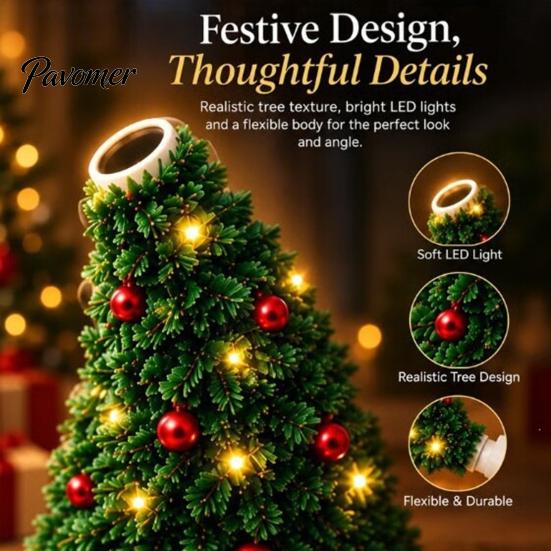 Christmas Projector Light Tree Projection Light, USB Plug-and-Play LED with 6 Festive Decoration Scenes, Flexible Gooseneck Lamp for Wall Ceiling