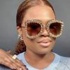 European and American Style Diamond-encrusted Large-frame High-end Luxury Sunglasses for Women