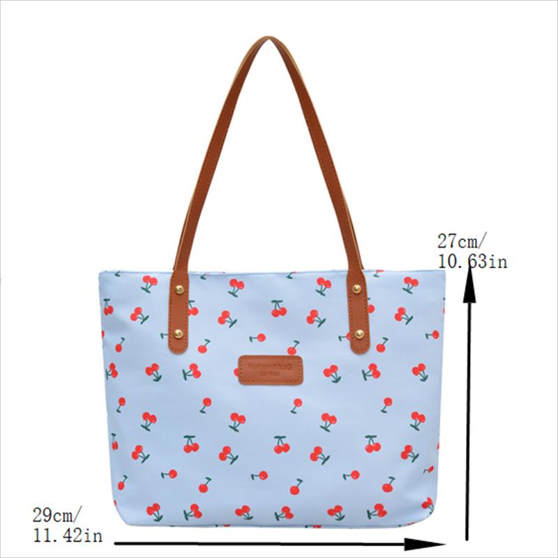 Sweet Cherry Print Shoulder Bag Large Capacity Trendy Women'S Handbag Tote Underarm Bag  Travel Storage Bag Birthday Gift