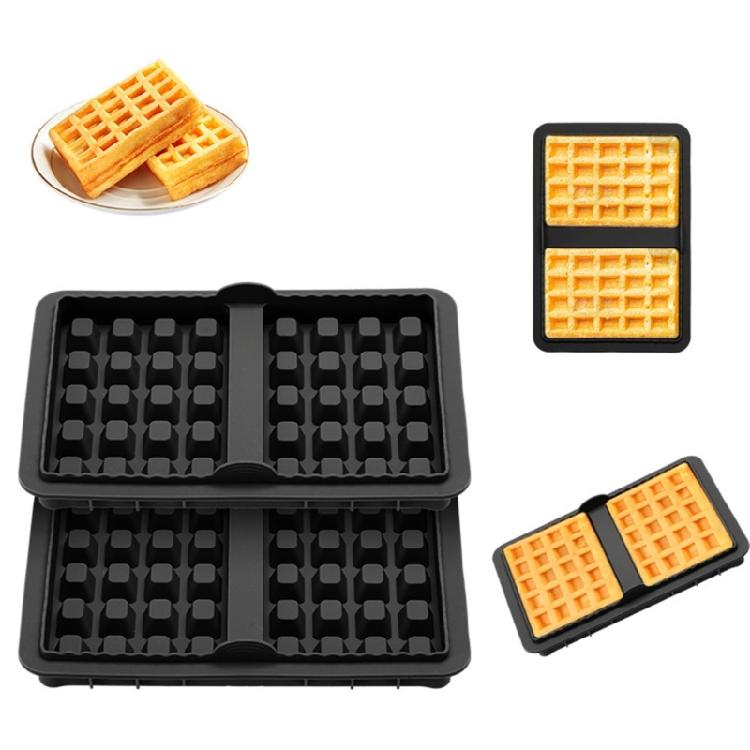 2Pieces Air Fryers Compatible Waffle Pan Set Silicone Bakeware with Handle Oven Safe Waffle Molds for Easy Removal