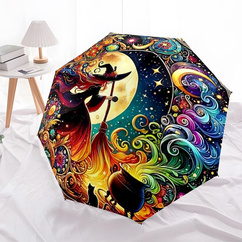 1pc Witchcraft Moonlight Fashionable Automatic Opening/Closing Folding Umbrella with 8 Bones, Windproof Portable, Daily Use42